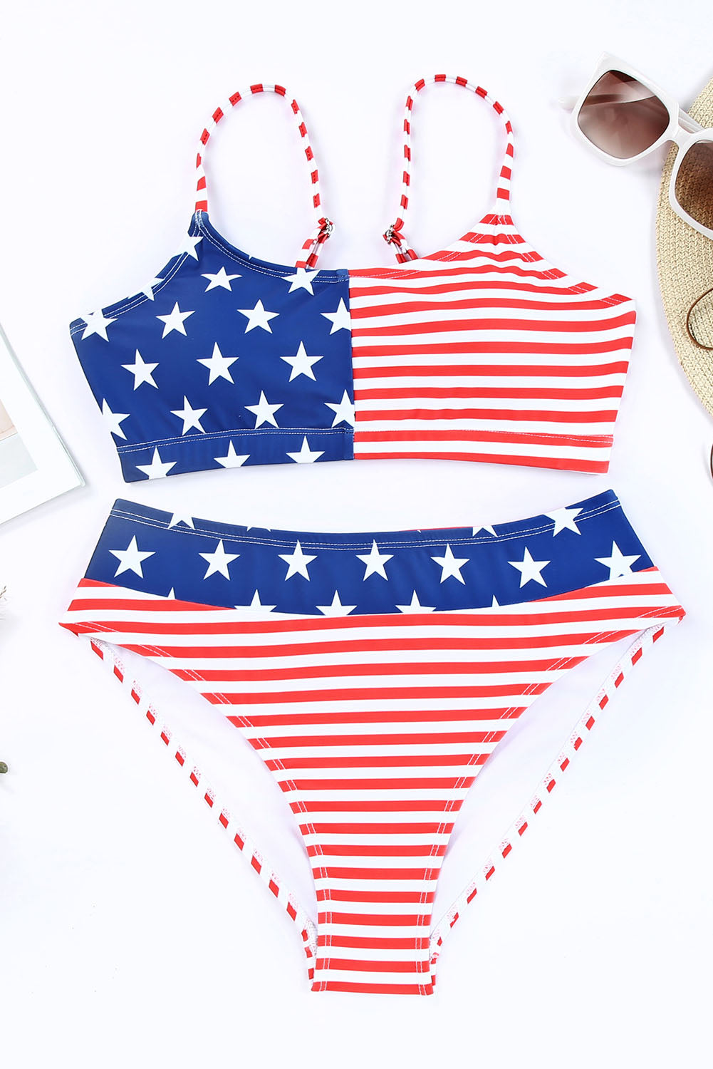 Red American Flag Pattern 2pcs Bikini