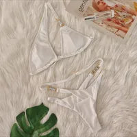 White Embellished Bikini Set