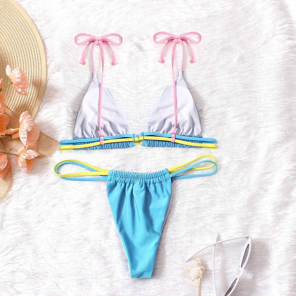 Women's Double String Bikini Sky Blue