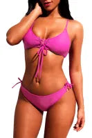 Rosy Lace-up Grommet Detail Bikini
