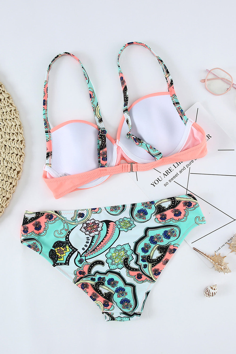 Sexy Pink Padded Gather Push-up Bikini
