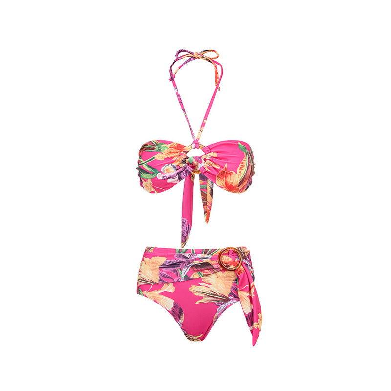 Pink Ditsy Floral 3 Piece Bikini Set