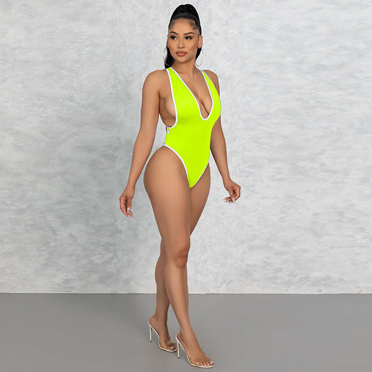 Green One-Piece Tanning Swimsuit