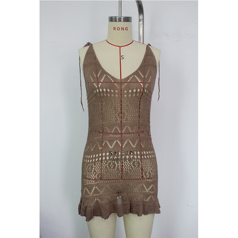 Khaki Kitted Sundress Cover-Up