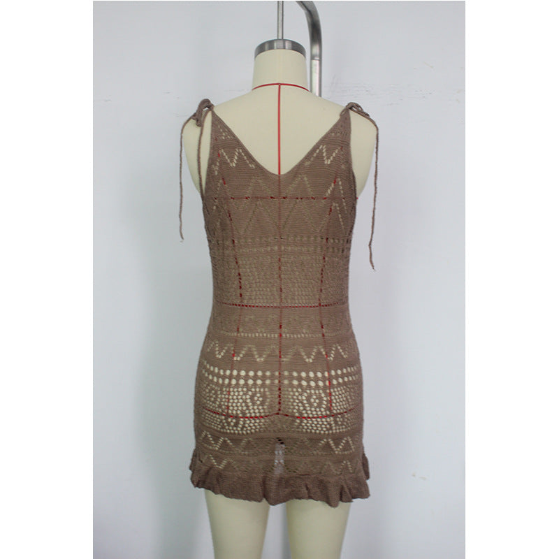 Khaki Kitted Sundress Cover-Up