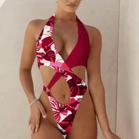 Pink Floral Cut-Out One-Piece Swimsuit