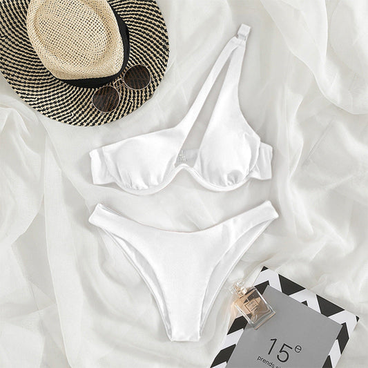 White Ribbed 2-Piece Bikini