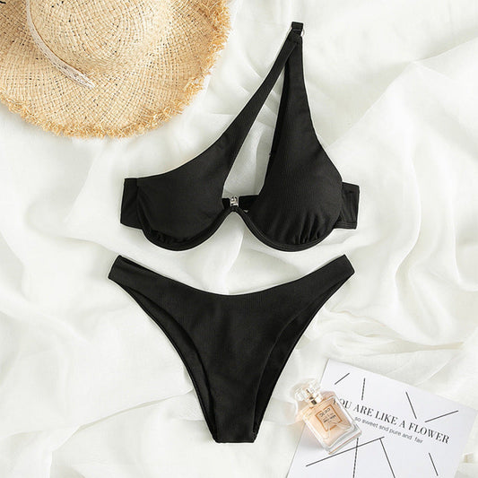 Black Ribbed 2-Peice Bikini