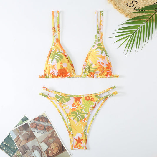 Women's Ditsy Yellow Floral 2 Piece Bikini