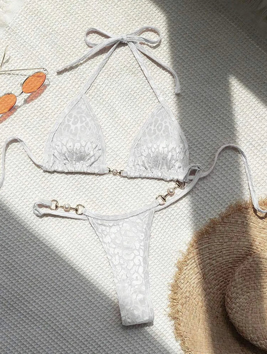 Women's White Leopard 2-Piece Bikini