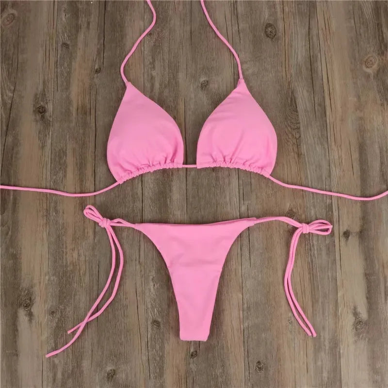 Pink Skimpy String Bikini