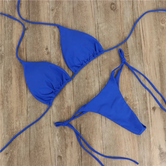 Blue Skimpy String Bikini
