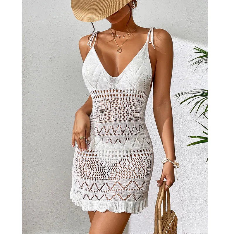 White Kitted Sundress Cover-Up